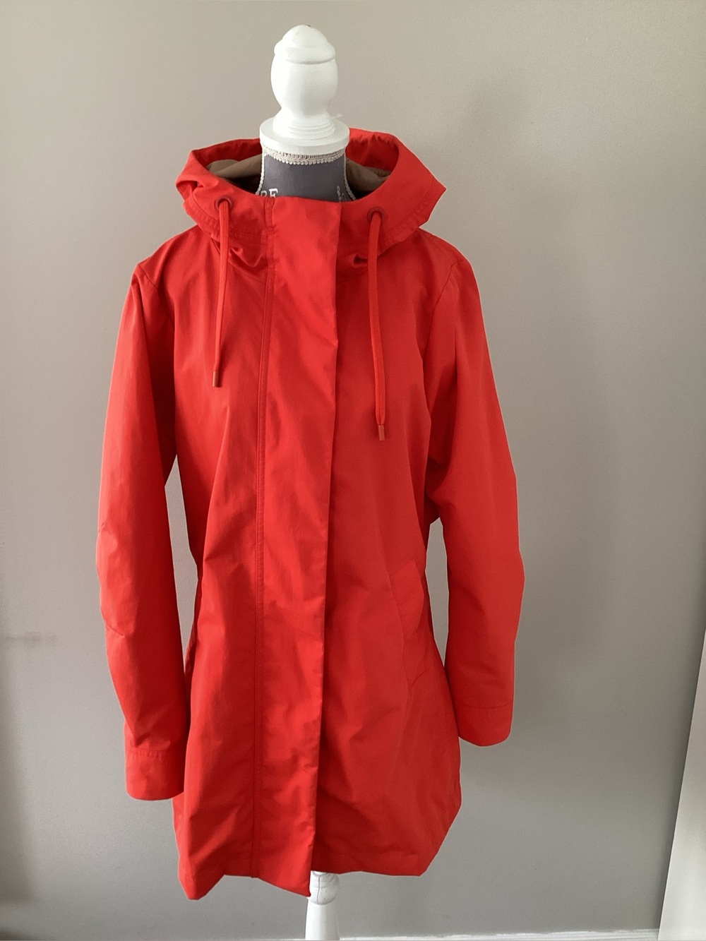 Athleta Women’s Rainout Ridge Long Trench in Red/ Coral colour